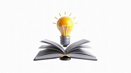 A light bulb floats above an open book, symbolizing ideas and creativity. - Powered by Adobe