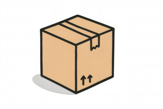 Shipping box graphic representing package delivery, moving, and commerce elements. Hand drawn style for e-commerce - Powered by Adobe