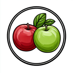 Colorful apples in a circle, vibrant red and green, fresh fruit and healthy eating symbol.