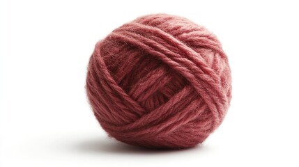 Single yarn ball on white, craft supply. Use knitting, crochet, crafting