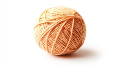 Peach yarn ball isolated on white backdrop, for crafts, in clean modern style
