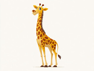 Fototapeta premium Cheerful cartoon giraffe illustration with vibrant colors and playful expression for design projects