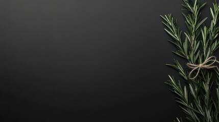 Fresh rosemary sprigs on dark background, copy space, food photography, recipe