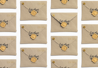 Handmade Envelope Layout with Wax Seal Mockup