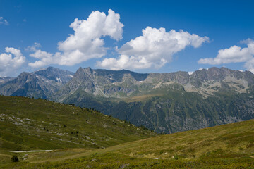 Obraz premium The aiguillettes of Posettes in Europe, France, Auvergne Rhone Alpes, Haute Savoie, in summer, on a sunny day.