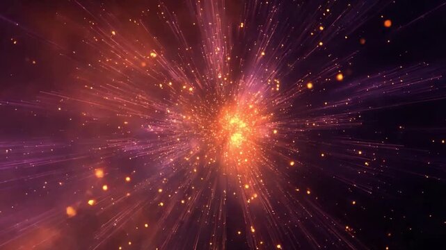 Cosmic Burst of Brilliance: Experience the visual spectacle of a vibrant cosmic event, where celestial particles dance and light explodes, capturing the profound beauty of the universe.