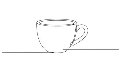 Minimalist Continuous Line Drawing of a Coffee Cup