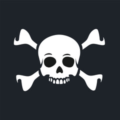 Human skull icon. Hipster. Pirate skull silhouette. Pirate skull with crossbones. Isolated. Vector illustration