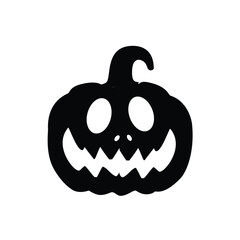 Halloween pumpkin silhouette, isolated on white background. Scary spooky carving pumpkin. Pumpkin icon. Vector