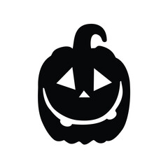 Halloween pumpkin silhouette, isolated on white background. Scary spooky carving pumpkin. Pumpkin icon. Vector