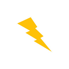 Simple Flat Yellow Lightning Bolt Strike Icon on Transparent Background