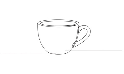 Minimalist Continuous Line Art Drawing of a Coffee Cup