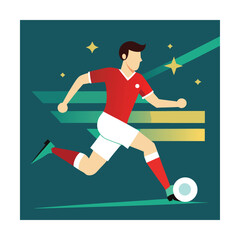 Soccer player kicking ball with abstract background Keywords: soccer, football, player, man