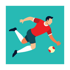 Soccer Player Lunging for Ball football sport