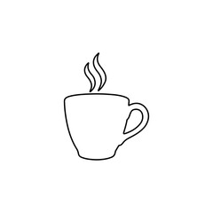 Vector outline icon of a hot coffee cup