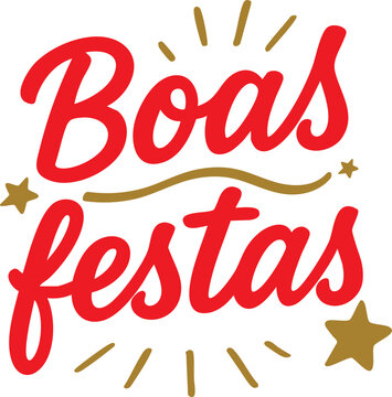 Boas Festas Lettering Portugu&ecirc;s Vetor