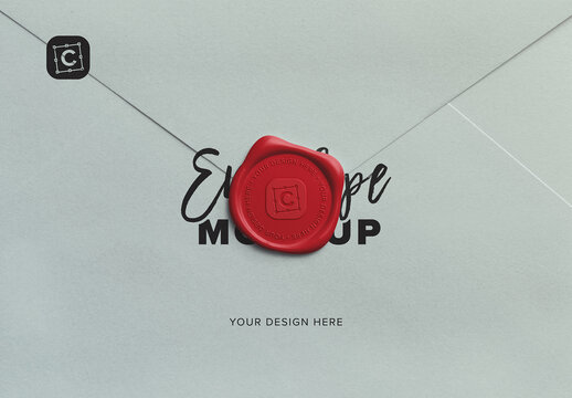 Envelope Close-Up with Wax Seal Mockup