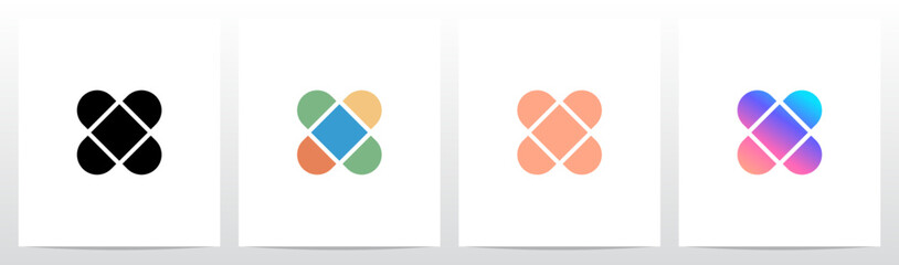 Rounded Rectangle Cross Overlap Lines Cutting Letter Initial Logo Design X