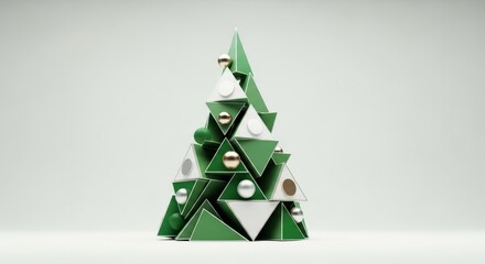 Geometric Christmas Tree with Ornaments Festive Holiday Design