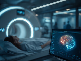 Modern Brain MRI Scan with 3D Neural Visualization