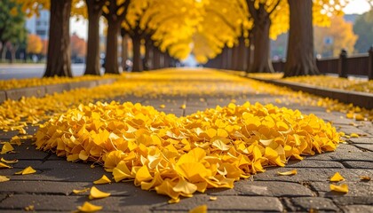 ハート型のイチョウの葉1