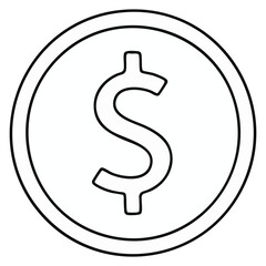 Simple Dollar Coin Icon Outline Vector Illustration