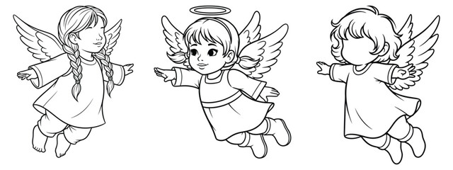 Cute baby angel with wings and halo divine illustration