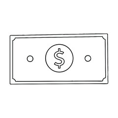 Minimalist Outline Vector of Single US Dollar Bill