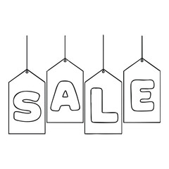 Outline Vector: Hanging SALE Tags for Retail Promotion