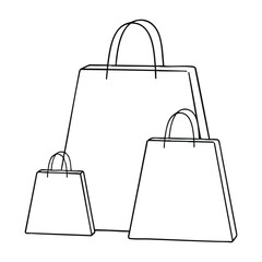Outline Vector: Stack of Shopping Bags in Various Sizes