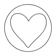 Minimalist Outline Vector Heart in Circle Icon for Like or Love