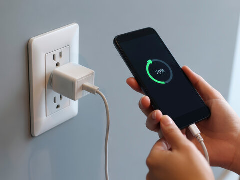 Charging a smartphone for seamless connection and productivity, demonstrating modern lifestyle convenience and reliable power for your digital world - Powered by Adobe