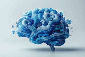 Artificial Intelligence Brain Illustration – Futuristic Neural Network Concept with Data Streams, Cognitive Processing, Machine Learning and Digital Technology Elements