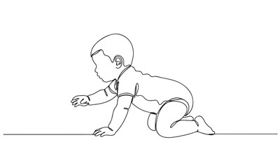 Continuous Line Drawing of Baby Crawling