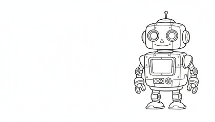Robot Coloring Sheet Illustration