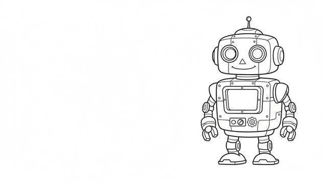 Robot Coloring Sheet Illustration