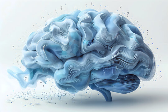 Artificial Intelligence Brain Illustration &ndash; Futuristic Neural Network Concept with Data Streams, Cognitive Processing, Machine Learning and Digital Technology Elements