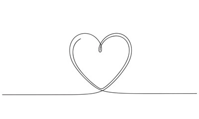 Minimalist Continuous Line Drawing of a Heart Symbol on White