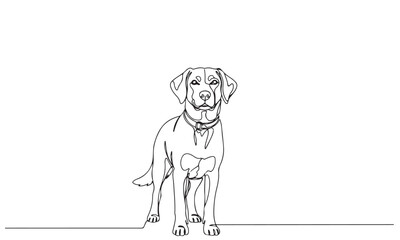 Continuous Line Art Drawing of a Standing Labrador Dog on a White Background
