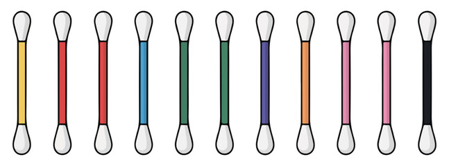 cotton swabs vector illustration set
