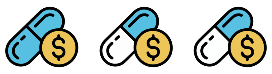 medicine bottle capsules dollar vector illustration