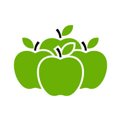 green apple with stem leaf vector
