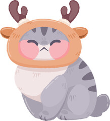 Kitty with Reindeer Headband