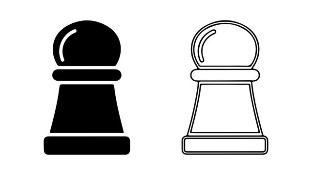 Chess pawn outline and solid with transparent background
