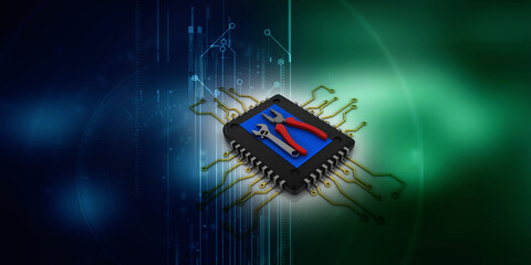 3d rendering microchips with tools