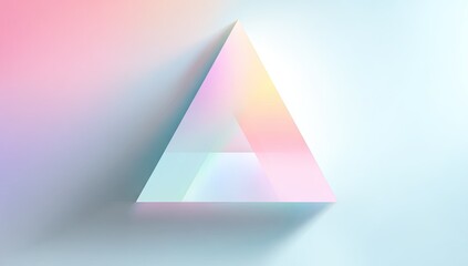 Abstract geometric triangle with holographic colors on a gradient background