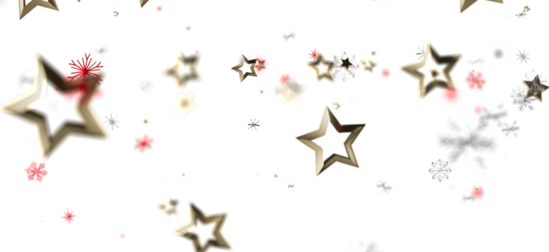 Golden stars and snowflakes against a white backdrop. Perfect for holiday designs. Festive, celebratory, and joyful, ideal for Christmas.