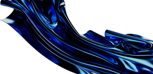 Abstract image of flowing blue fabric with shiny surface and light reflections. Perfect for modern art, design, background or wallpaper needs.