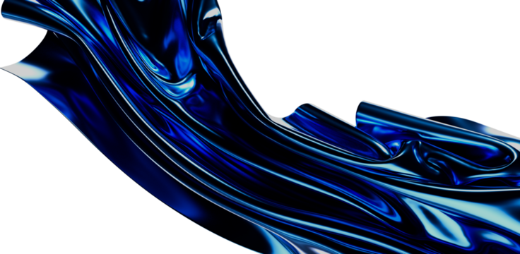 Abstract image of flowing blue fabric with shiny surface and light reflections. Perfect for modern art, design, background or wallpaper needs.