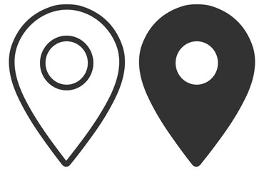 Location pin map marker icon set on transparent background